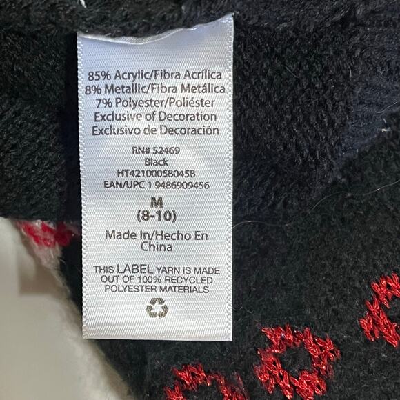 Holiday Time Black Christmas Sweater with multi colored letters & snowflakes - Picture 4 of 7